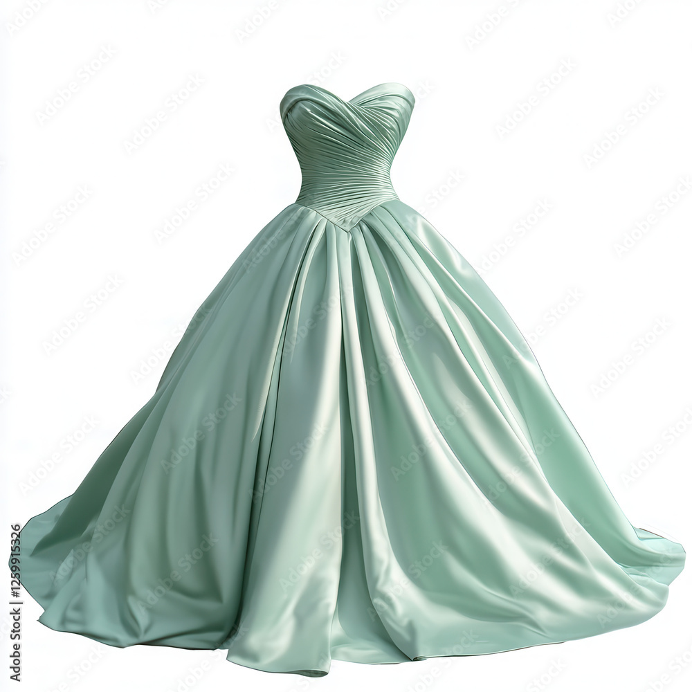 Mint Green Ball Gown: A stunning strapless ball gown in a soft, ethereal mint green hue, its flowing satin skirt creates a voluminous silhouette, perfect for a special occasion. Mint Green Ball Gown: A stunning strapless ball gown in a soft, ethereal mint green hue, its flowing satin skirt creates a voluminous silhouette, perfect for a special occasion.