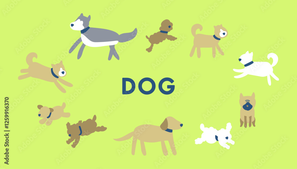 Obraz premium 犬のイラストセット