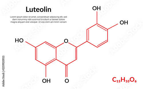 Luteolin molecular structure formula, suitable for education or chemistry science content