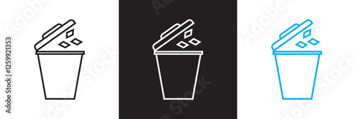 Waste and garbage  icon set. Waste sorting, recycling, plastic, glass, pollution etc. isolated on white and black background. vector illustration. EPS 10
