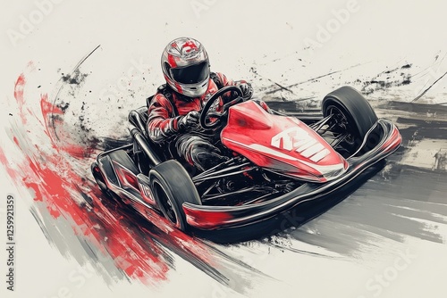 Go-Kart Motorsport Illustration. Artistic AI generated Image of a Racing Car
