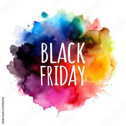 Vibrant colorful watercolor black friday sale design abstract background on transparent background