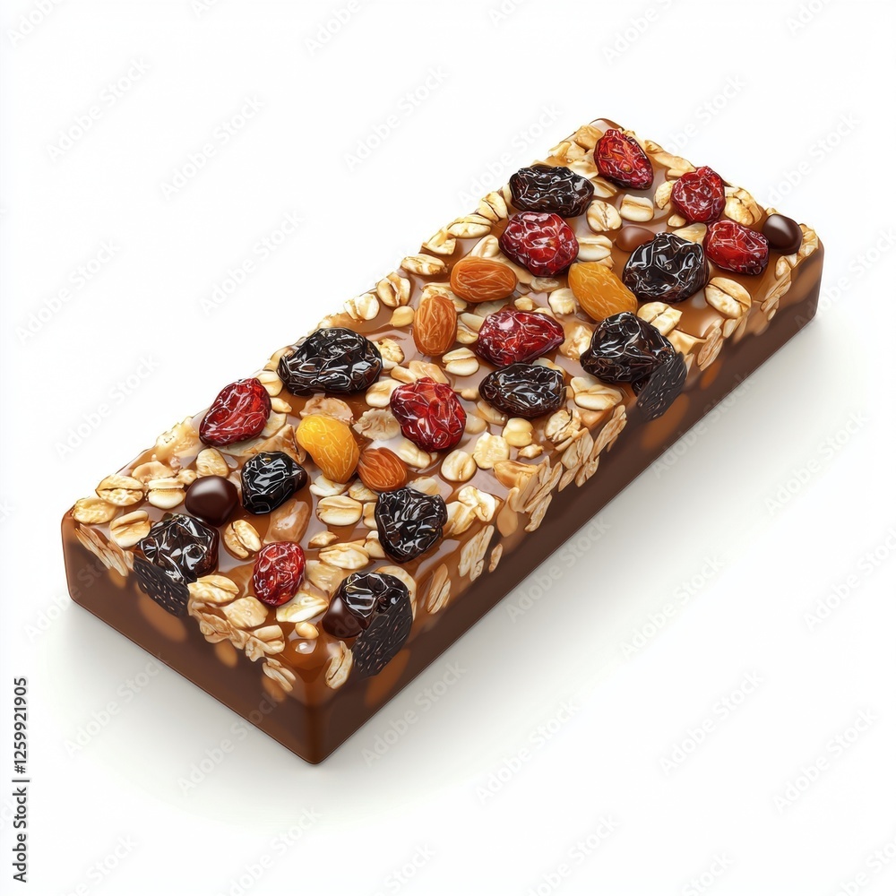 Granola Bar with dried fruits, isolated on white Granola Bar with dried fruits, isolated on white