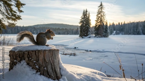 Fototapeta squirrel in the snow