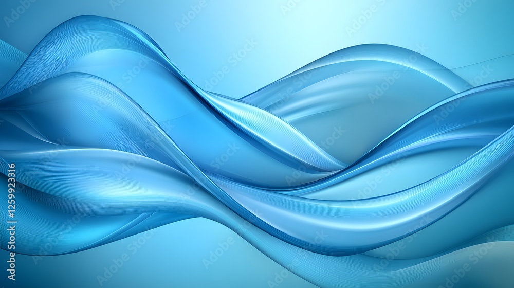 Fototapeta premium Abstract blue waves flowing with highlights and shadows