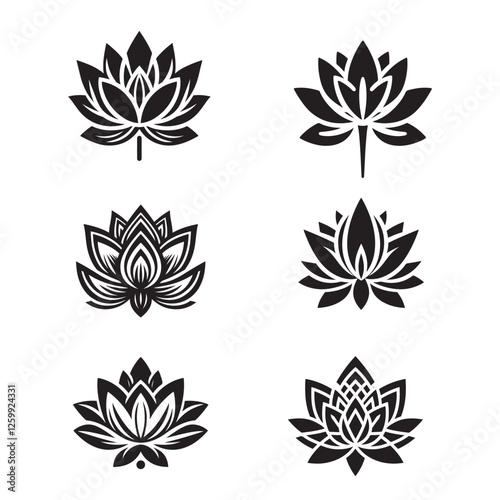 set of floral design elements, water lily flowers