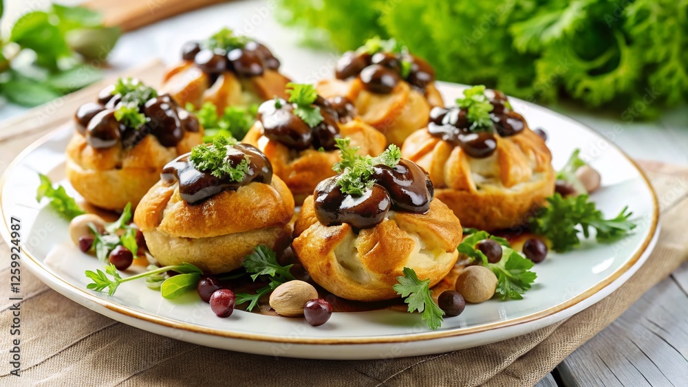 Creamy Mushroom Profiteroles with Fresh Salad – Gourmet Appetizer Creamy Mushroom Profiteroles with Fresh Salad – Gourmet Appetizer