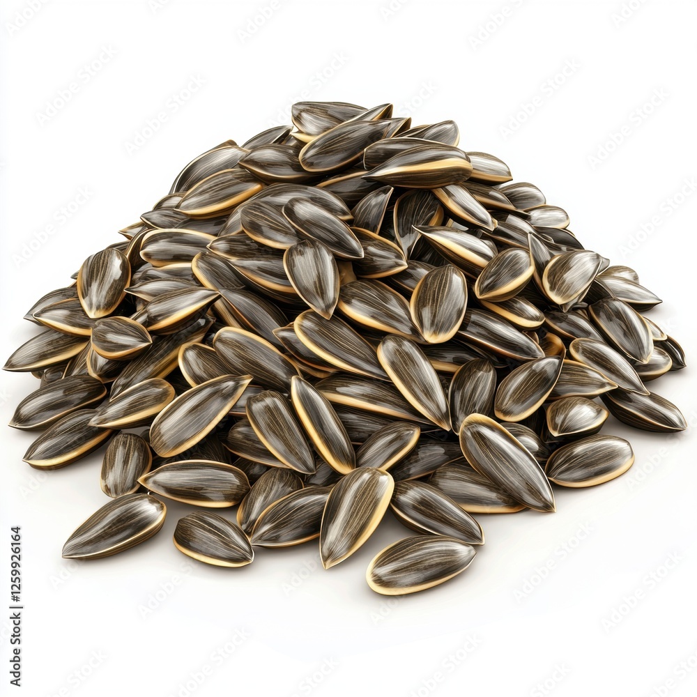Sunflower Seeds in a pile, isolated on white Sunflower Seeds in a pile, isolated on white