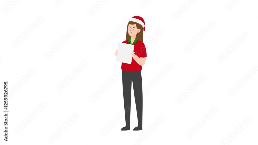 Woman holding paper sign cartoon animation Woman holding paper sign cartoon animation