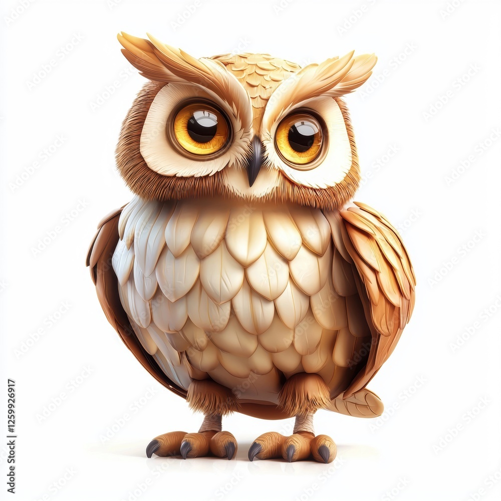 Wise-looking owl with soft feathers isolated on white Wise-looking owl with soft feathers isolated on white