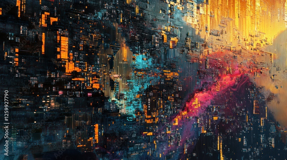 Abstract digital landscape with vibrant colors and textures Abstract digital landscape with vibrant colors and textures