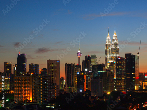 Photography Kuala Lumpur close up cityscapes during sunset with building lights