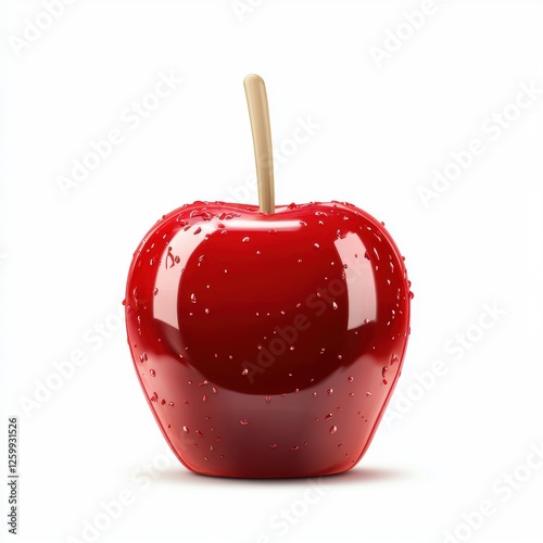 Candy Apple with glossy red coating, isolated on white photo