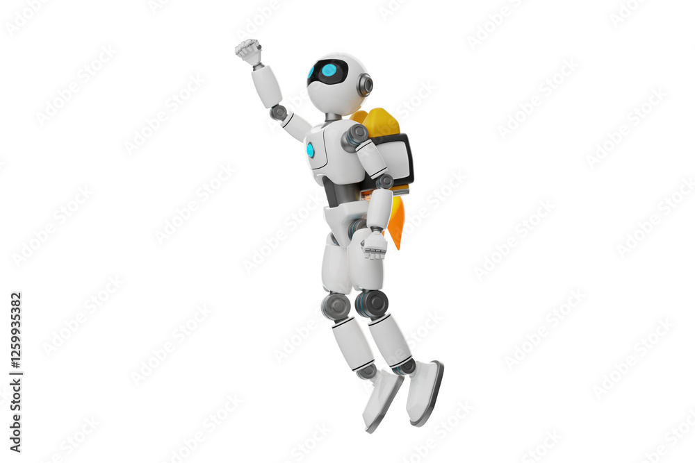 Robot fly with a jetpack 3D Character Illustration. Robot fly with a jetpack 3D Character Illustration.