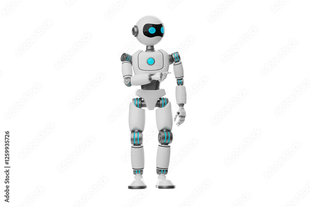 Robot pointing to the left 3D Character Illustration. Robot pointing to the left 3D Character Illustration.