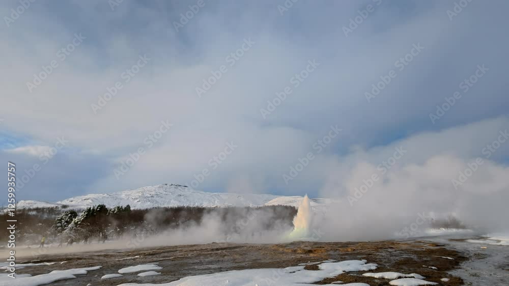 Strokkur erupts in slow motion, Geysir geothermal area, Iceland Strokkur erupts in slow motion, Geysir geothermal area, Iceland