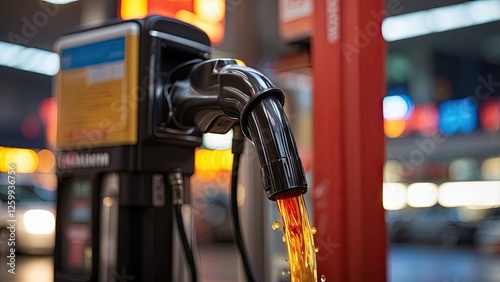 Wallpaper Mural "Oil Business Concept: Fuel Nozzle with a Drop of Oil on a Graph Showing Oil Prices Background" Torontodigital.ca