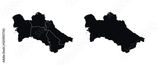 Turkmenistan Map vector icon. Map of Turkmenistan Black Silhouette.