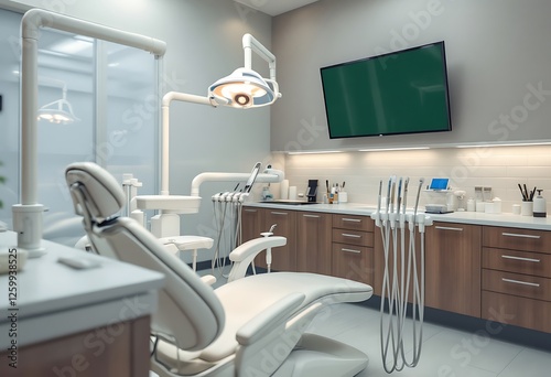 Modern Dental Clinic with Examination Chair and Medical Equipment
