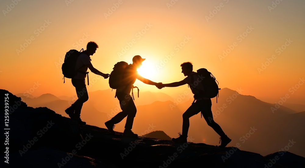 Fototapeta premium Mountaineering Teamwork
