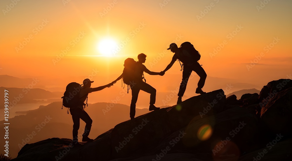 Obraz premium Mountaineering Teamwork