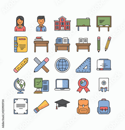 School vector icons symbol pack illustration creative concept
