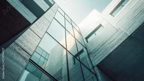 Modern Architecture: Glass and Stone Facade of a Contemporary Building