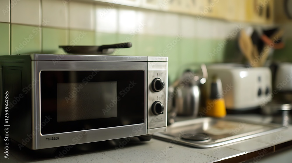 Fototapeta premium A contemporary microwaves in the kitchen area
