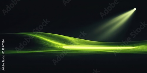 Abstract green landscape illuminated by a spotlight beam from above photo