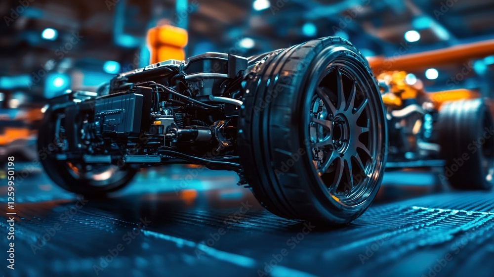 Fototapeta premium Electric vehicle electrical architecture power battery structure diagram