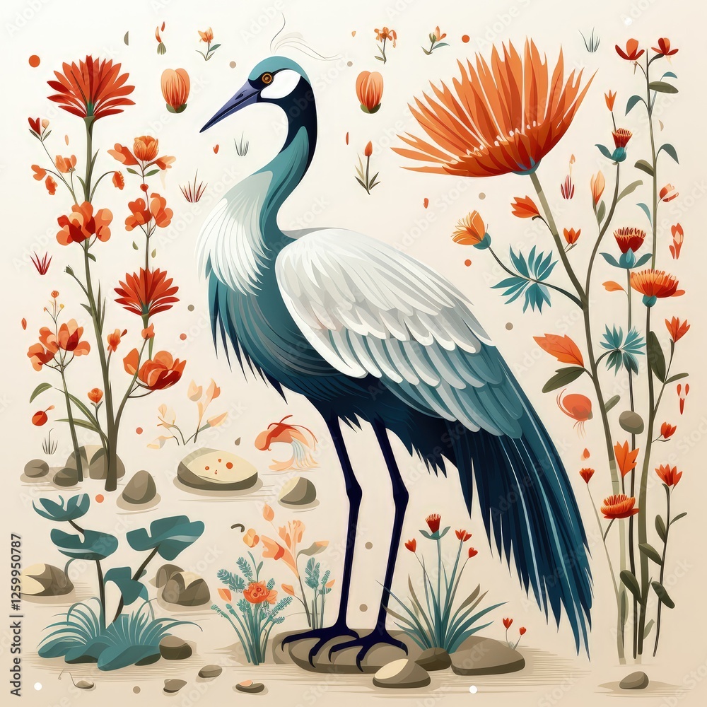 Fototapeta premium Modern Digital Art of a Bird in a Light Palette and Flat Style