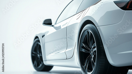 Detailed imagery of a white vehicle door for ad use