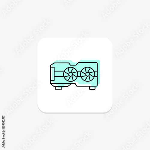 GPU color shadow thinline icon, vector, pixel perfect, illustrator file