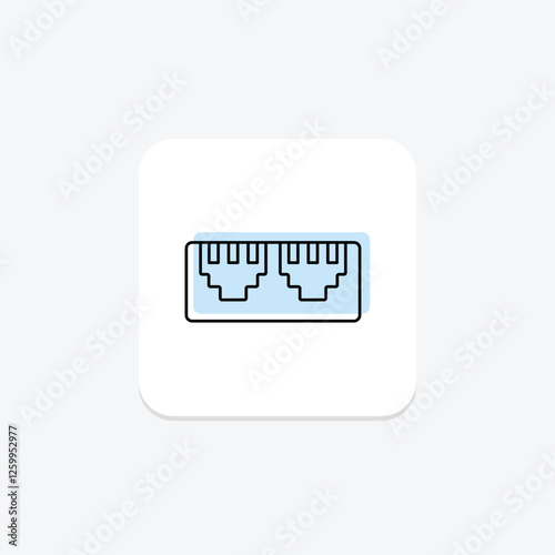 Ethernet Port color shadow thinline icon, vector, pixel perfect, illustrator file