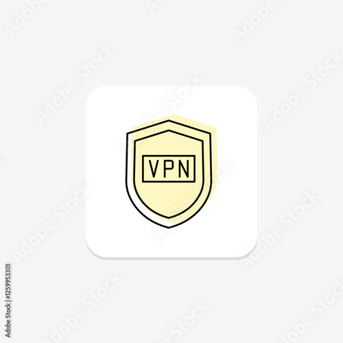 VPN color shadow thinline icon, vector, pixel perfect, illustrator file