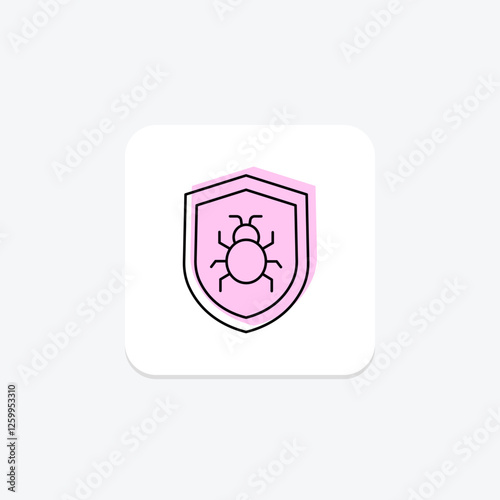 Antivirus Software color shadow thinline icon, vector, pixel perfect, illustrator file