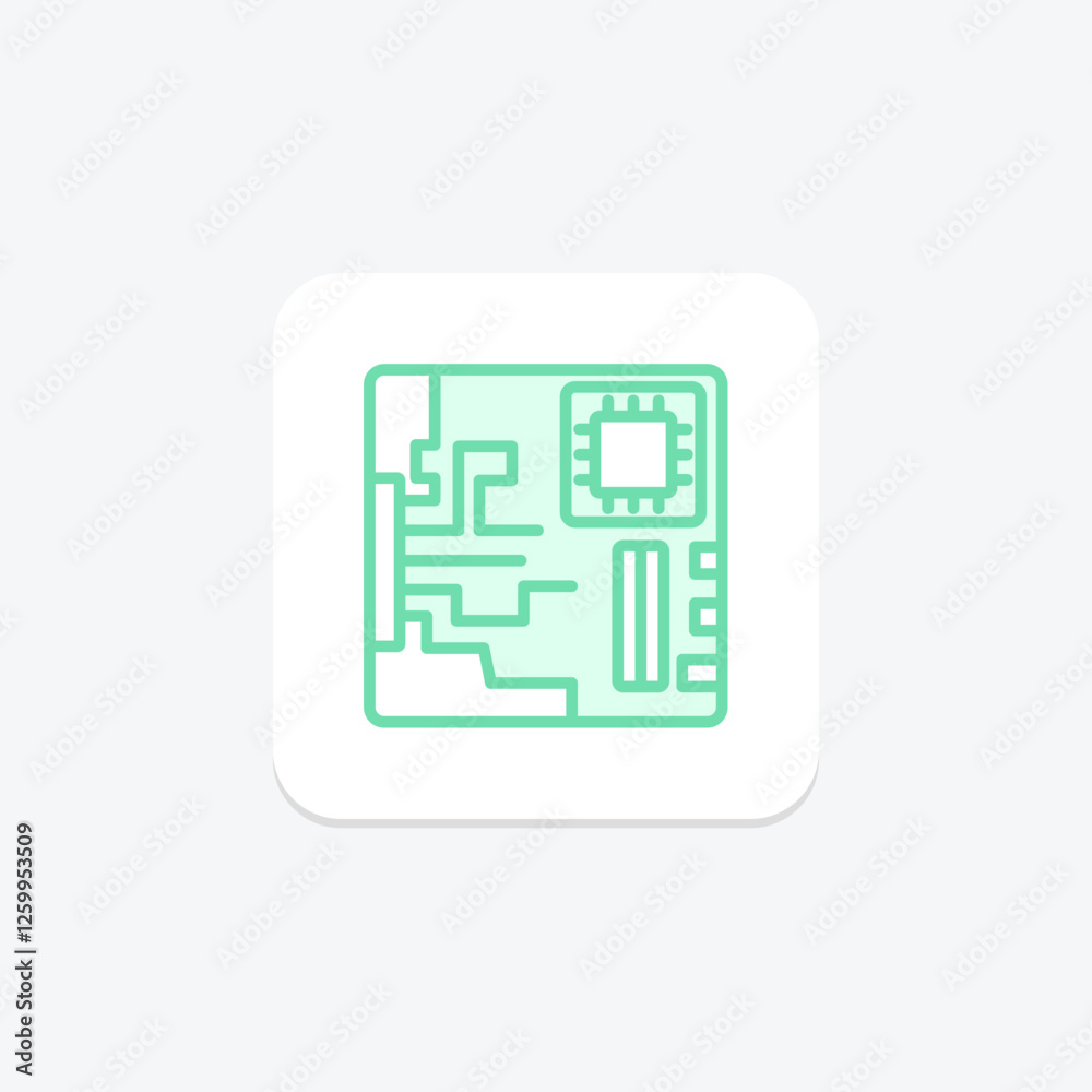 Motherboard duotone line icon, vector, pixel perfect, illustrator file Motherboard duotone line icon, vector, pixel perfect, illustrator file