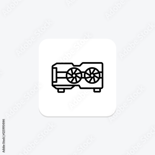 GPU line icon, vector, pixel perfect, illustrator file