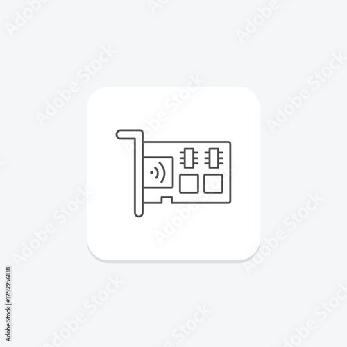 Network Card thinline icon, vector, pixel perfect, illustrator file