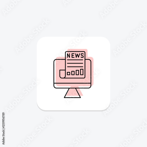 Stock Market News color shadow thinline icon, vector, pixel perfect, illustrator file