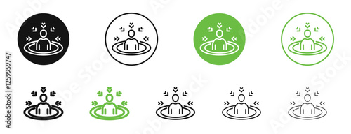 Centric consumer icons in black and green colors collection