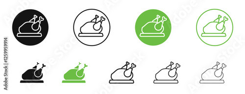 Turkey icons in black and green colors collection