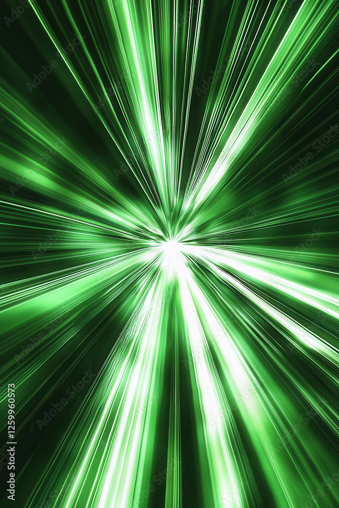 Radiant Green Light Beams in Straight Lines from the Center of the Image Radiant Green Light Beams in Straight Lines from the Center of the Image
