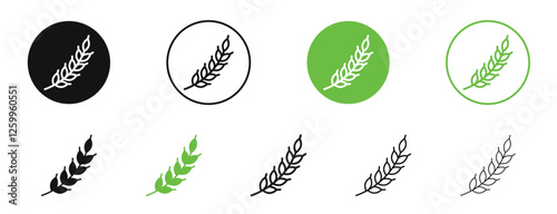 Wheat icons in black and green colors collection