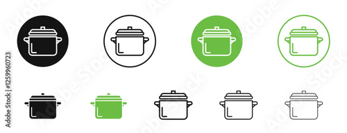 Pot icons in black and green colors collection