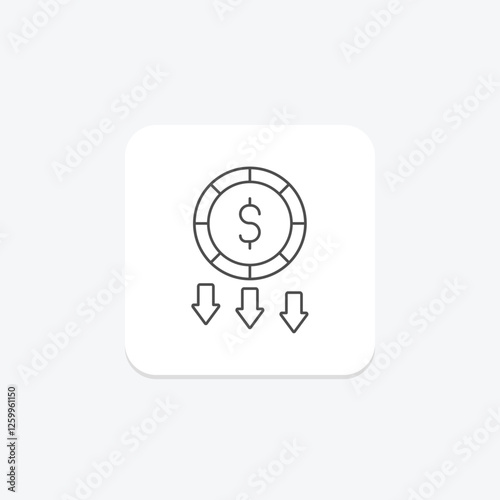 Money Loss thinline icon, vector, pixel perfect, illustrator file