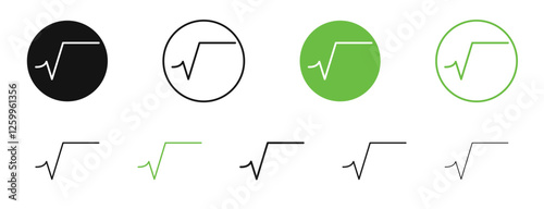 Square root icons in black and green colors collection