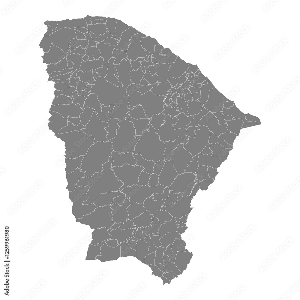 Obraz premium High Quality map of Ceara is a state of Brazil, with borders of the municipalities