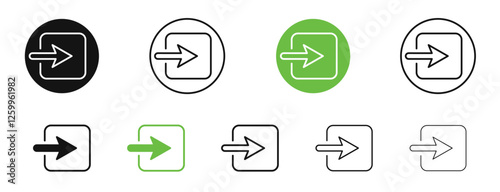 Log Out icons in black and green colors collection