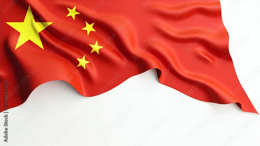 Chinese flag waving with soft fabric folds Chinese flag waving with soft fabric folds